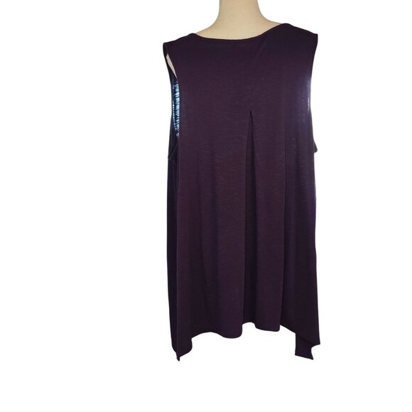 Faded Glory Purple Sleeveless V-Neck Tank Top W/ Gold Studded Detail 3X (22W-24W - Picture 4 of 5